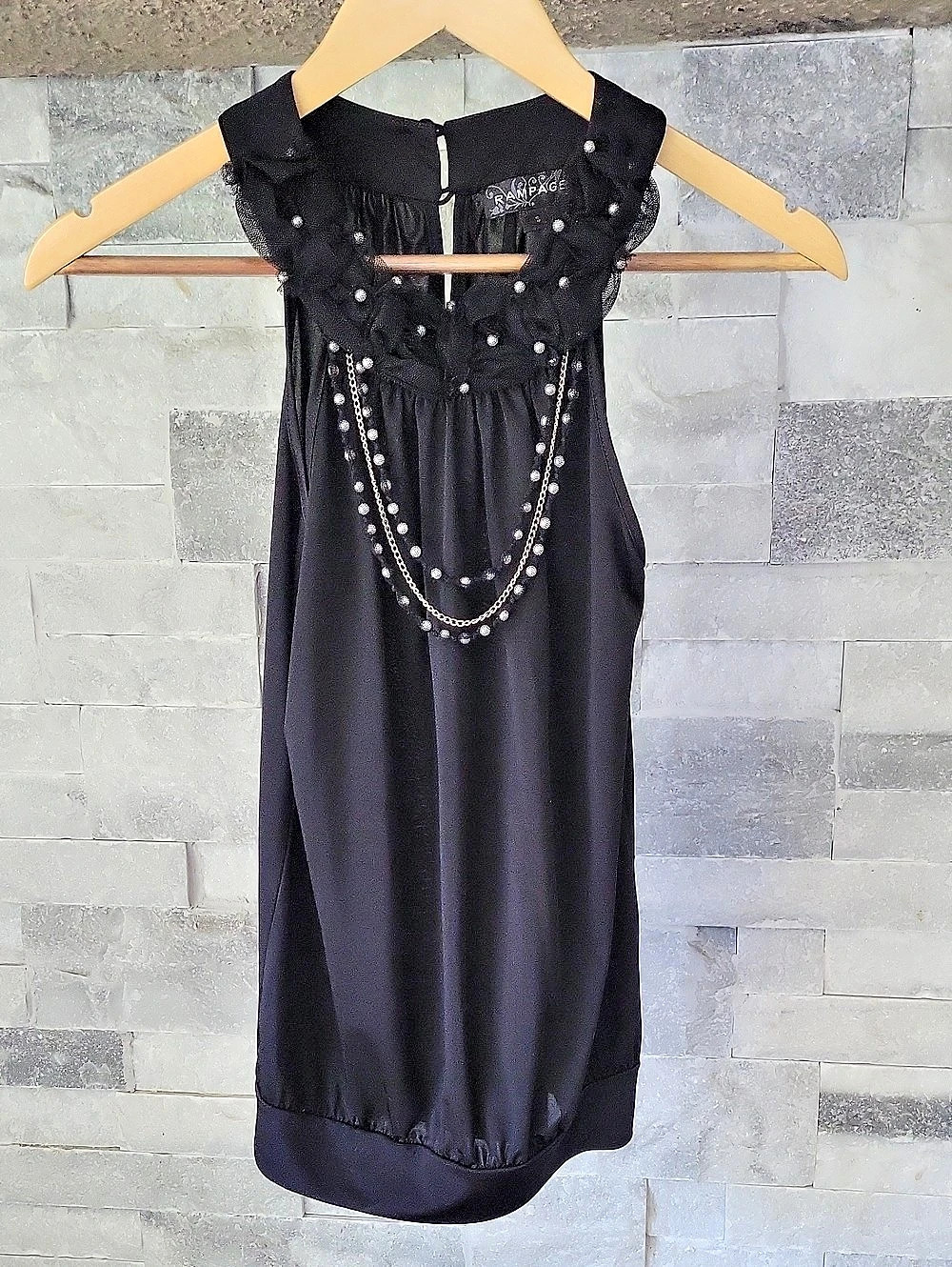 Rampage Black Embellished Top Size Small Like New